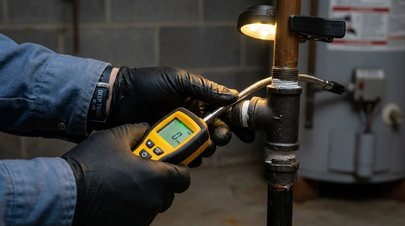 Gas leak detection with electronic sniffer by Johns Plumbing LLC in Cayey